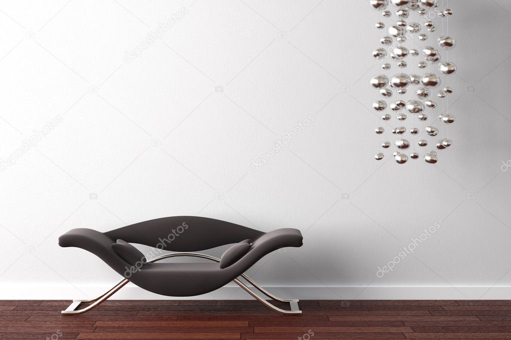 Interior design armchair and lamp on white