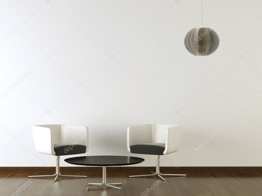 Interior design black furniture on white wall