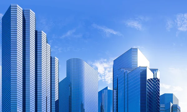 Blaue Wolkenkratzer-Skyline — Stockfoto