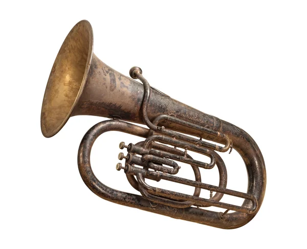 Antique Tuba isolated with a clipping path — Stock Photo, Image