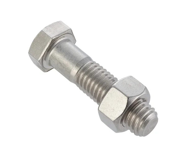 Nut and Bolt isolated with a clipping path — Stock Photo, Image