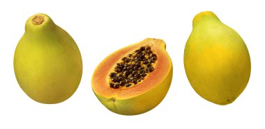 Papayas isolated on white clipart