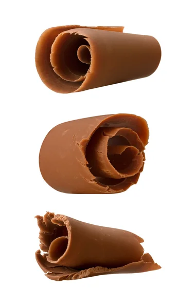 Μπούκλες σοκολάτας που απομονώνονται σε λευκό — Φωτογραφία Αρχείου