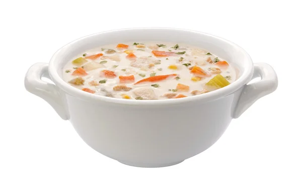 Clam Chowder Bowl isolated on white (clipping path) — Stock Photo, Image