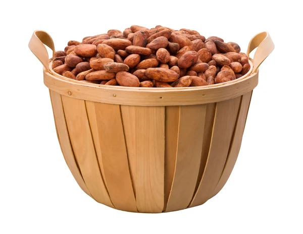Cocoa Bean Basket isolated on white — Stock Photo, Image