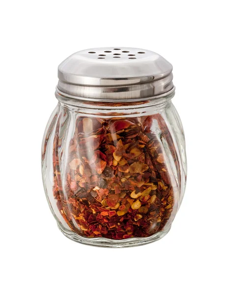 Crushed Red Pepper Shaker isolated with a clipping path — Stock Photo, Image