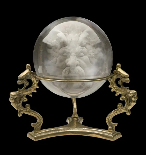Crystal Ball with a Wizard Face isolated — Stock Photo, Image