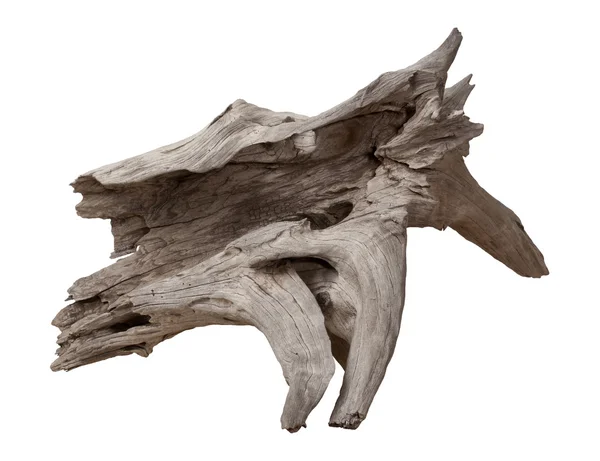 Régi driftwood elszigetelt fehér — Stock Fotó