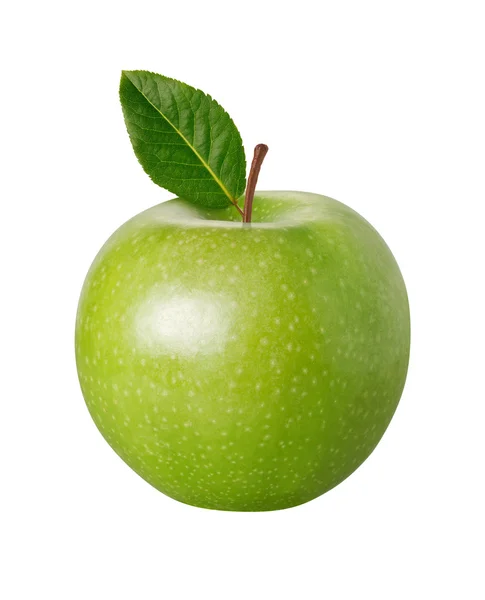 Manzana verde aislada en blanco con una ruta de recorte —  Fotos de Stock