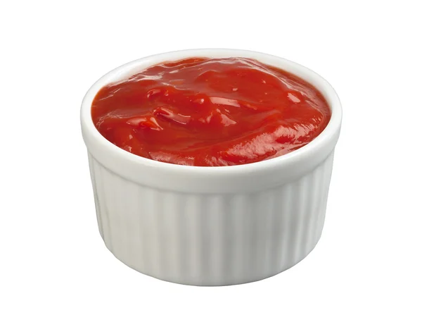Ketchup-Ramkin mit Schneideweg — Stockfoto