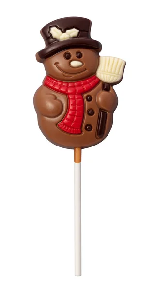Chocolate Snowman isolated with clipping path — Stock Photo, Image