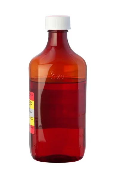 Hoestsiroop geneeskunde fles met een uitknippad — Stockfoto