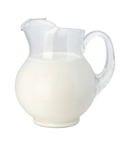 Milchkrug isoliert auf weiß mit einem Clipping-Pfad — Stockfoto