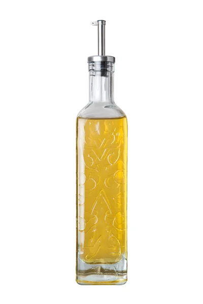 Бутылка оливкового масла изолирована на белом — стоковое фото