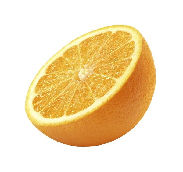 白に隔離されたオレンジの半分 — ストック写真