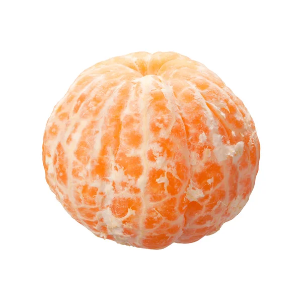 Naranja pelado aislado en blanco con camino de recorte — Foto de Stock