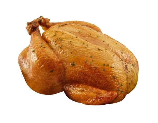 Pečené kuře s ořezovou cestou, samostatný — Stock fotografie