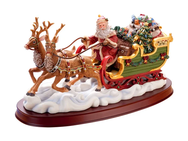 Antique Santa Sleigh isolated on white with a clipping path — Stock Photo, Image