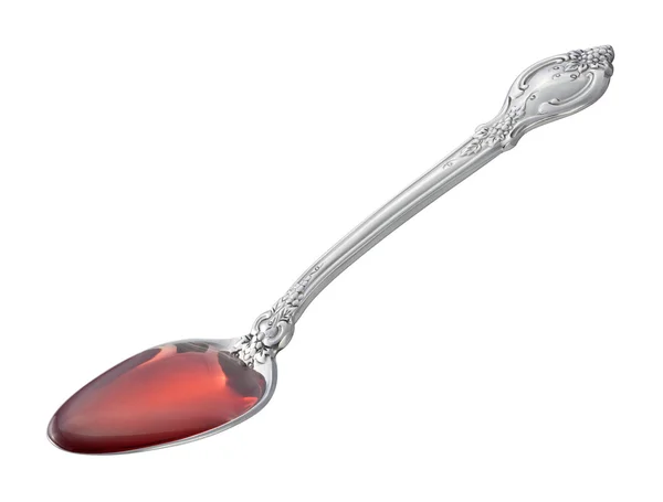 Spoonful of Cough Medicine with a clipping path — Stock Photo, Image