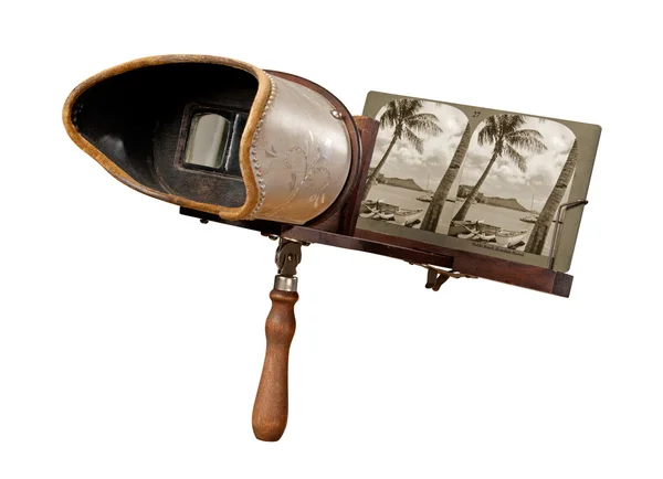 Antique Stereograph isolated with a clipping path — Stock Photo, Image