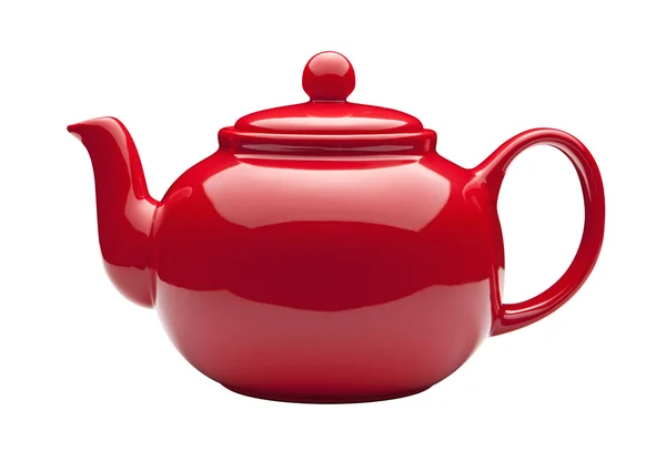 Rote Teekanne mit Clipping-Pfad — Stockfoto