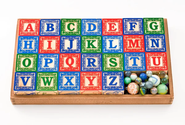 stock image Box of Toy Blocks