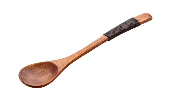 Brązowy drewnianą łyżką ze ścieżką przycinającą — Zdjęcie stockowe