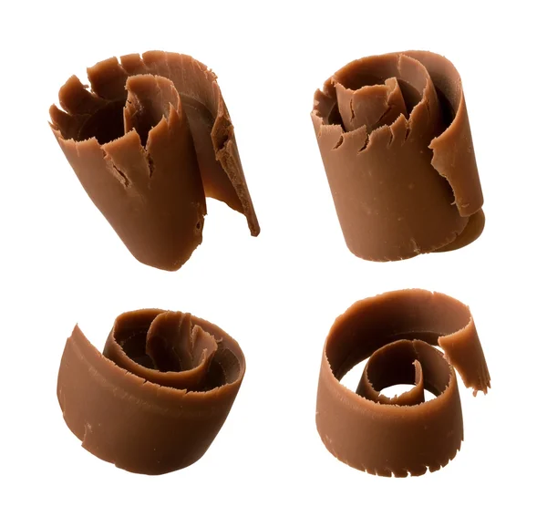 Chocolade krullen geïsoleerd op wit Stockafbeelding