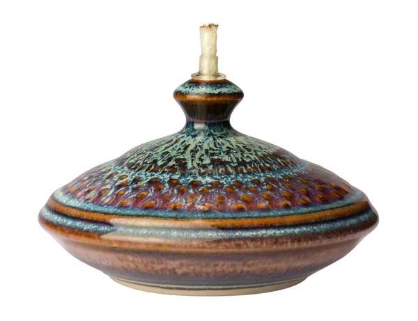 Lampada ad olio ceramica isolata su bianco — Foto Stock