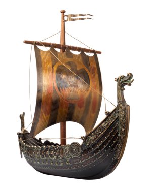 Antique Viking Ship isolated on white clipart