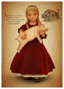 Alice with Piglet clipart