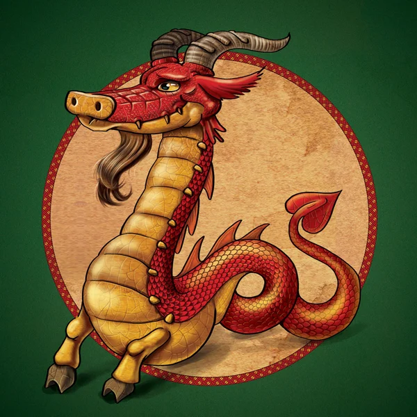 Мультфильм зодиака красный дракон, Козерог — стоковое фото