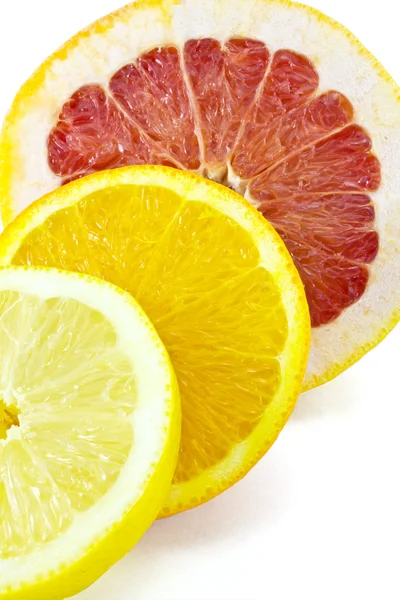 Slice of grapefruit, orange and lemon — Stock Photo, Image