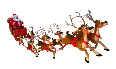 Santa with sleigh clipart