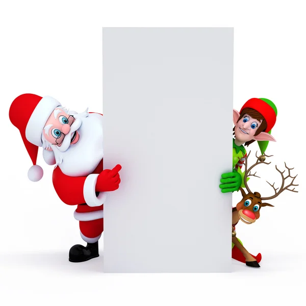 Santa claus with big cards like sign — Stock Photo, Image