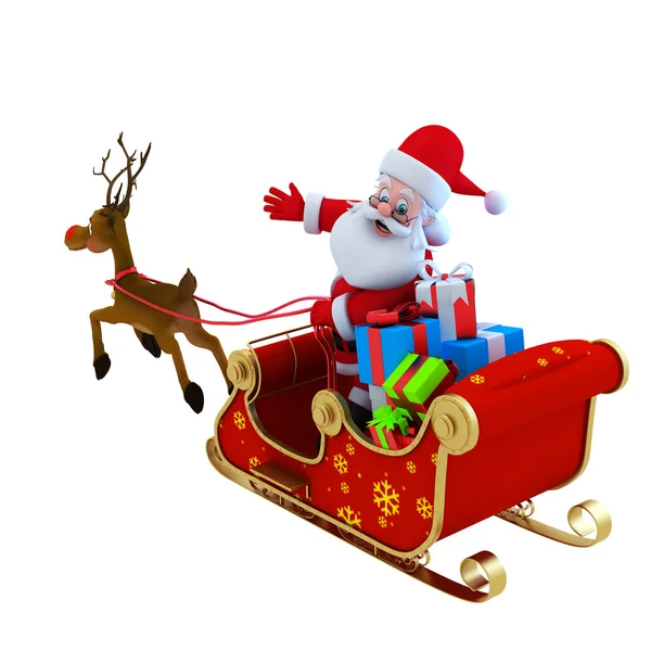 Santa with his sleigh — Stock Photo, Image