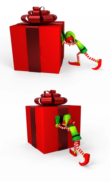 Elf z pudełko — Zdjęcie stockowe