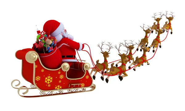 Santa with sleigh — Stock Photo, Image