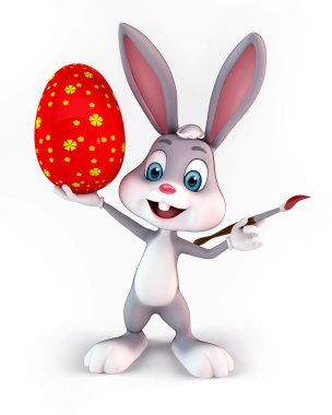 Easter bunny with a colorful egg clipart