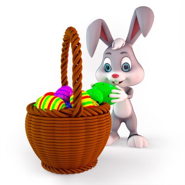 Bunny with colorful eggs clipart