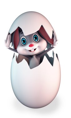 Happy Easter Bunny inside the egg clipart