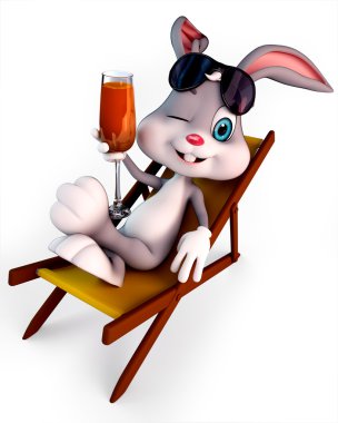 Happy Easter bunny with chair clipart