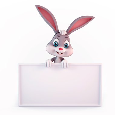 Happy bunny with sign clipart