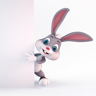Bunny pointing towards sign clipart