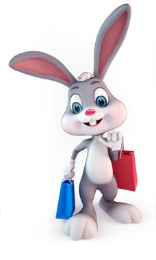 Easter bunny with shopping bags clipart