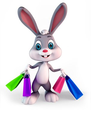 Bunny with shopping bags clipart