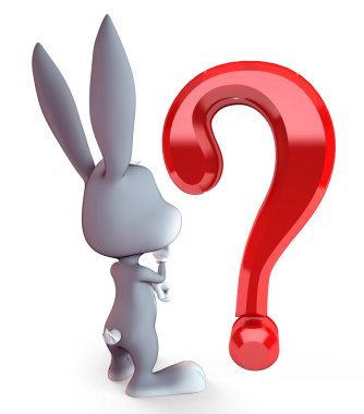 Easter bunny with question clipart