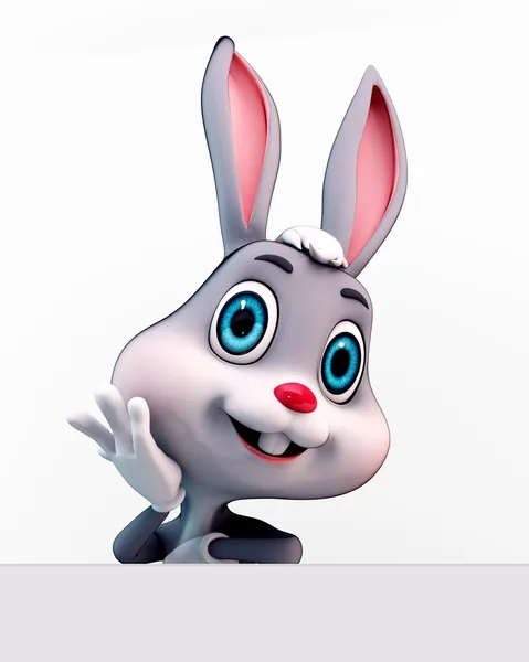 Söt glad kanin med tecken — Stockfoto