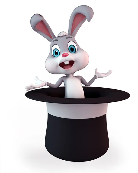 Bunny inuti hatten — Stockfoto