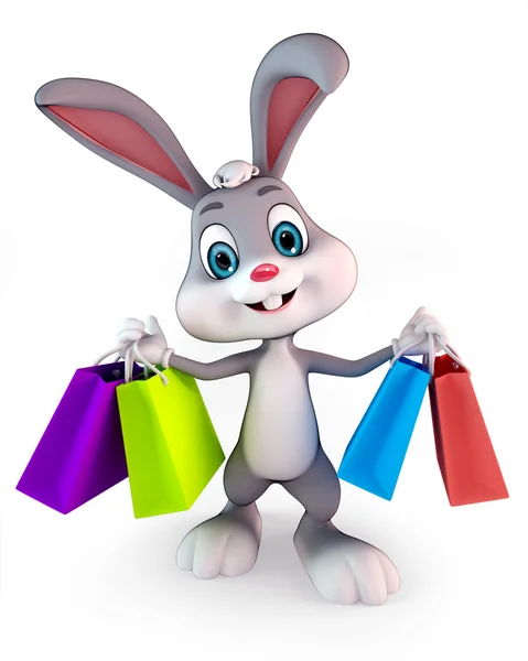 Bunny con bolsas de compras — Foto de Stock